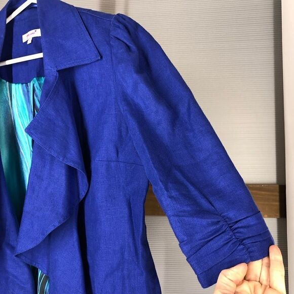 Marks & SPENCER PER UNA Linen Open Blazer Cobalt Blue Sz 16‎ - Picture 5 of 8